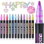 Double Line Outline Pens 12 Colors Metallic Marker Set Creative Outline Drawing Markers for DIY Crafts and Artwork - PAPERTREE