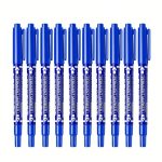 Dual Tip Permanent Marker Set 12 PCS Blue – Double Ended Markers for Writing, Sketching, Labeling & Office Use - PAPERTREE