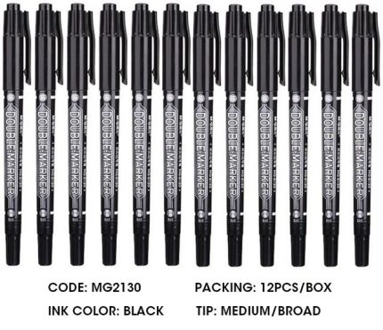 Dual Tip Waterproof Permanent Marker Pen 12 Pcs Black CD Marker Set - PAPERTREE
