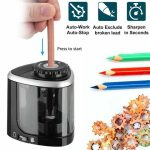 Electric Pencil Sharpener Auto-Stop Battery Powered Pencil Sharpener for School, Office and Art Supplies - PAPERTREE