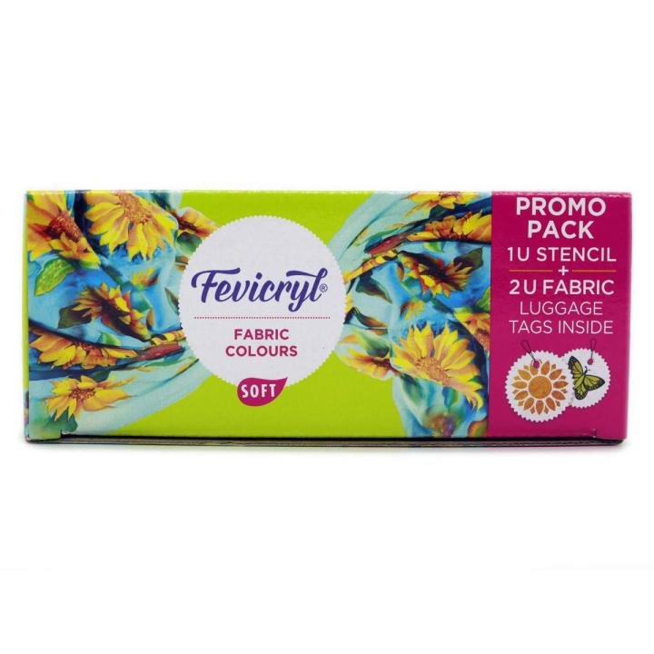 Fabric Colour Kit 10 x 20ml with Stencil Textile Painting Set for Fabric Art and DIY Crafts - PAPERTREE Fabric Colour Kit 10 x 20ml with Stencil Textile Painting Set for Fabric Art and DIY Crafts - PAPERTREE