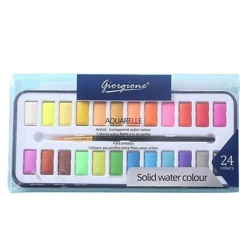 Giorgion Artist Solid Water Color Cake 24 Shades Professional Watercolor Paint Set for Artists, Students & Beginners - PAPERTREE Giorgion Artist Solid Water Color Cake 24 Shades Professional Watercolor Paint Set for Artists, Students & Beginners - PAPERTREE