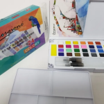 Giorgione 24 Color Solid Watercolor Paint Set | Includes Brush & Water Brush Pen - PAPERTREE