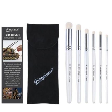 Giorgione 6PCS Dry Paint Brush Set | Handmade Wool Hair Brushes for Model Painting & Ceramics - PAPERTREE