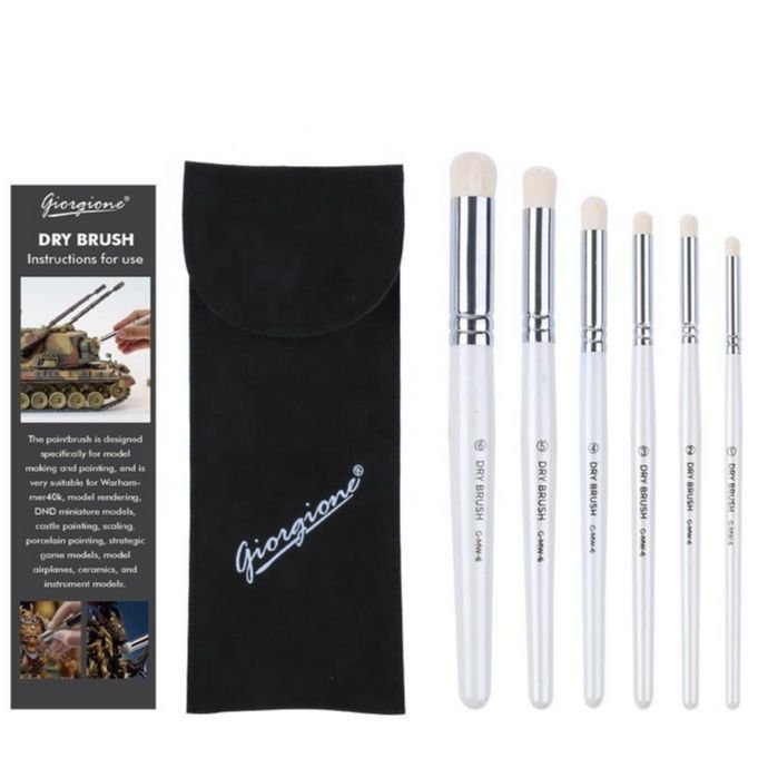 Giorgione 6PCS Dry Paint Brush Set | Handmade Wool Hair Brushes for Model Painting & Ceramics - PAPERTREE