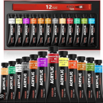 Giorgione Artists Acrylic Colour Set 12 x 12ml | Waterproof Acrylic Paint Tubes for Artists - PAPERTREE