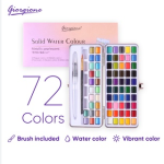 Giorgione G-ZG 72 Colors Metallic Pearlescent Solid Watercolor Paint Set with Water Brush Pen & Metal Storage Box - PAPERTREE