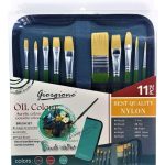 Giorgione Oil Color Wallet Brush Set 11 PCS Professional Artist Paint Brush Set for Oil Acrylic and Canvas Painting - PAPERTREE