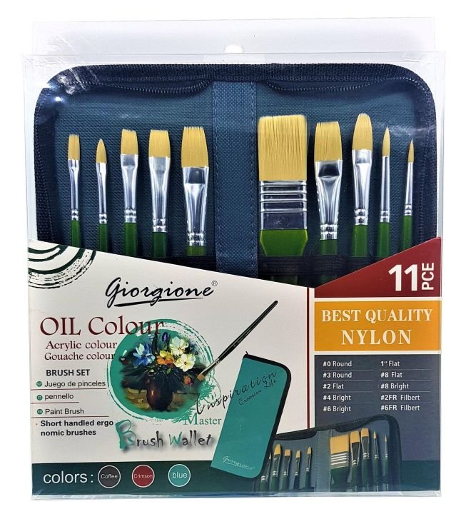 Giorgione Oil Color Wallet Brush Set 11 PCS Professional Artist Paint Brush Set for Oil Acrylic and Canvas Painting - PAPERTREE Giorgione Oil Color Wallet Brush Set 11 PCS Professional Artist Paint Brush Set for Oil Acrylic and Canvas Painting - PAPERTREE