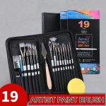 Giorgius 19PCS Artist Paint Brush Set | Brushes, Sponge, Scraper & Carrying Case for Painting - PAPERTREE