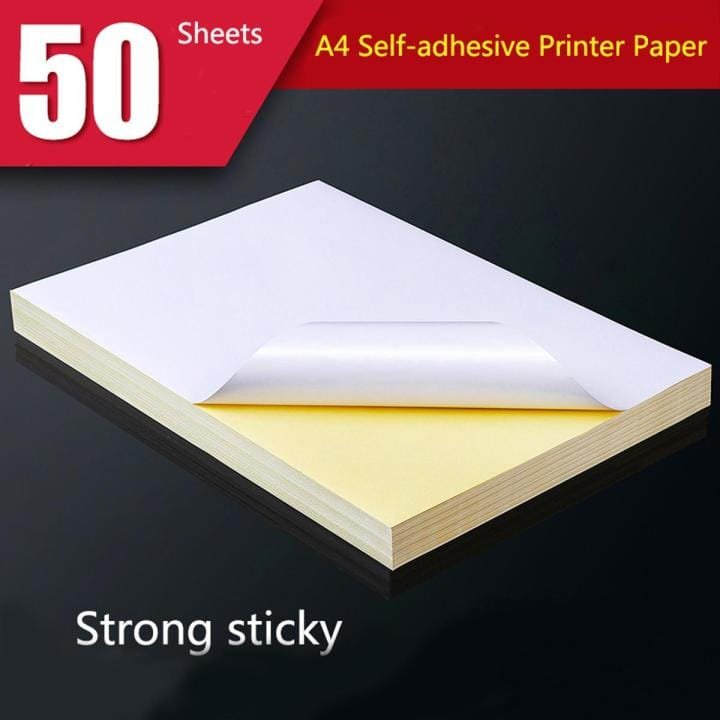 Glossy self adhesive sticker paper A4 Size 50 sheets - PAPERTREE