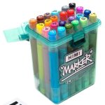 HIM Dual Tip Marker Pen Set 24 Colors Skin Friendly Art Markers - PAPERTREE