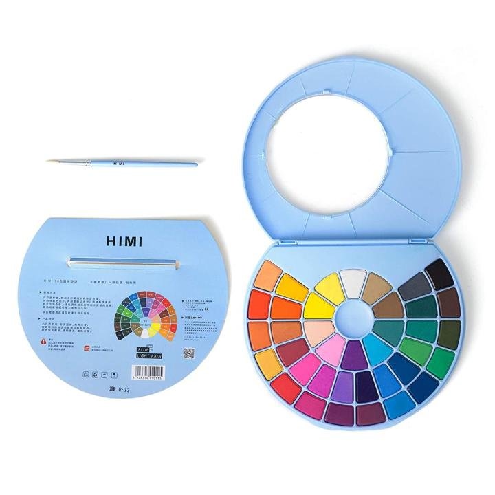 HIMI MIYA 24 Color Solid Watercolor Cake Set in Portable Metal Box - PAPERTREE