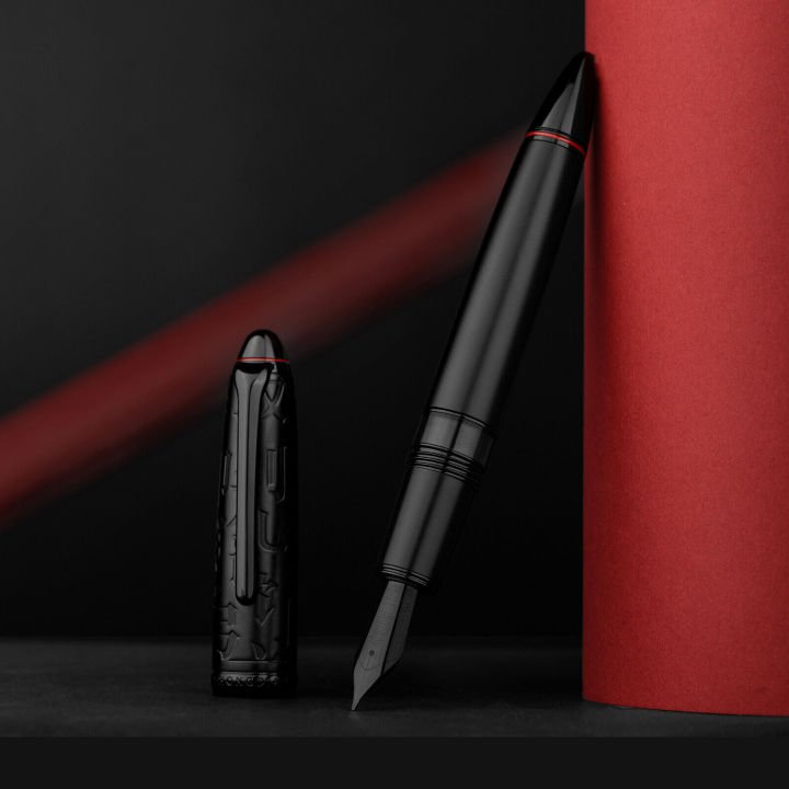 Hongdian N6 Black Metal Resin Piston Fountain Pen Extra Fine Nib with Black Ink Premium Smooth Writing Pen - PAPERTREE Hongdian N6 Black Metal Resin Piston Fountain Pen Extra Fine Nib with Black Ink Premium Smooth Writing Pen - PAPERTREE