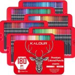 KALOUR 180 Premium Colored Pencils | Soft Core Artist Drawing & Coloring Set in Tin Box - PAPERTREE