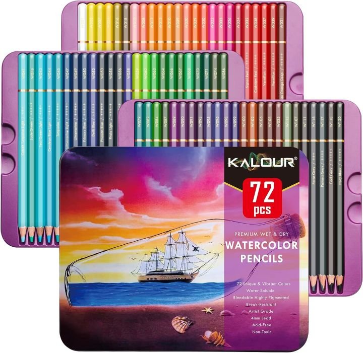 KALOUR Professional Water soluble Colored Pencils Set of 72 Colors - PAPERTREE KALOUR Professional Water soluble Colored Pencils Set of 72 Colors - PAPERTREE