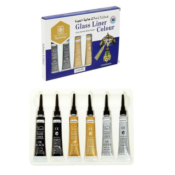 Keep Smiling 3D Glass Liner Color Black 12ml x 6 Tubes | Glass Painting Outline Set - PAPERTREE Keep Smiling 3D Glass Liner Color Black 12ml x 6 Tubes | Glass Painting Outline Set - PAPERTREE