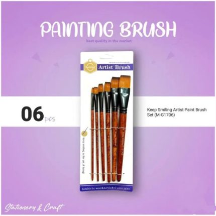 KeepSmiling G1706 6 Pcs Flat Paint Brush Set for Acrylic, Watercolor & Oil - PAPERTREE