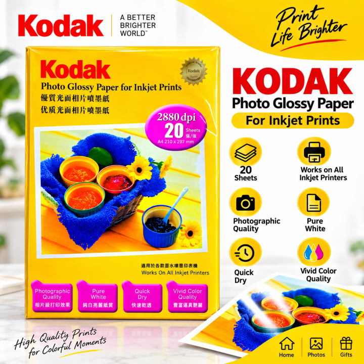 Kodak Premium Photo Paper High Glossy 230gsm A4 20 Pcs - PAPERTREE