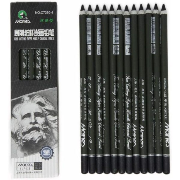 Maries Free Cutting Paper Handle Soft Charcoal Pencils 12 Pcs - PAPERTREE