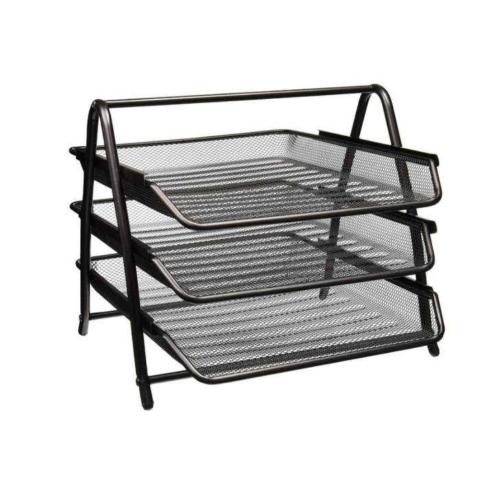 Metal Mesh Desk Organizer File Tray Document Holder 3 Tire - PAPERTREE