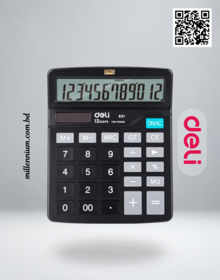 Deli E837 12-digit dual power desktop calculator - Millennium