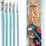 Miya Himi Artist Paint Brush Set of 5 Professional Nylon Brushes for Acrylic Oil Watercolor Gouache Face Body Nail Art - PAPERTREE
