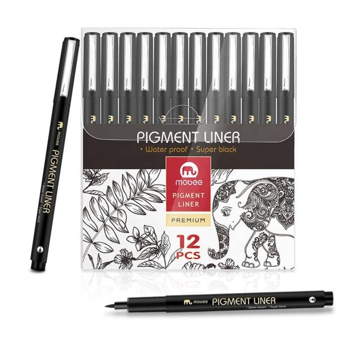 Mobee Black Calligraphy Fineliner Brush Art Marker Pen Set Different Tip Sizes for Drawing and Sketching - PAPERTREE Mobee Black Calligraphy Fineliner Brush Art Marker Pen Set Different Tip Sizes for Drawing and Sketching - PAPERTREE