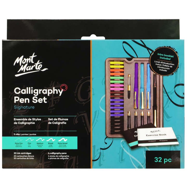 Mont Marte Calligraphy Set 31pc – Complete Calligraphy Starter Kit with Nibs, Inks & Accessories for Creative Lettering - PAPERTREE