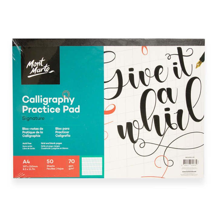 Mont Marte Calligraphy Workbook 22.9 x 30.5cm 50 Sheets – Premium Practice Book for Calligraphy, Hand Lettering & Creative Writing - PAPERTREE Mont Marte Calligraphy Workbook 22.9 x 30.5cm 50 Sheets – Premium Practice Book for Calligraphy, Hand Lettering & Creative Writing - PAPERTREE