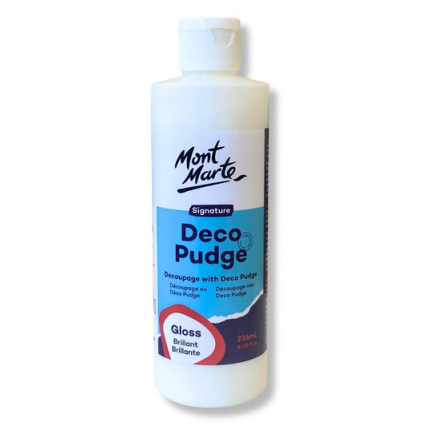 Mont Marte Deco Pudge Gloss Craft Varnish 236ml – Multi-Purpose Clear Sealer, Decoupage Glue & Gloss Finish for Crafts - PAPERTREE
