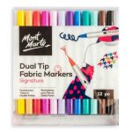 Mont Marte Fabric Markers 12 Piece Set Permanent Textile Markers for T-Shirts, Bags, Shoes & DIY Fabric Art - PAPERTREE