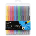 Mont Marte Fine Tip Marker Set 12 Piece Tri Grip Markers in Case for Drawing, Illustration, Writing & Coloring - PAPERTREE