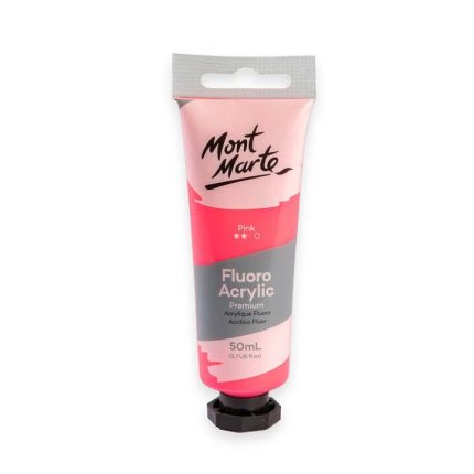 Mont Marte Fluro Acrylic Paint Pink 50ml Fluorescent Acrylic Color for Canvas, Crafts & Creative Art Projects - PAPERTREE