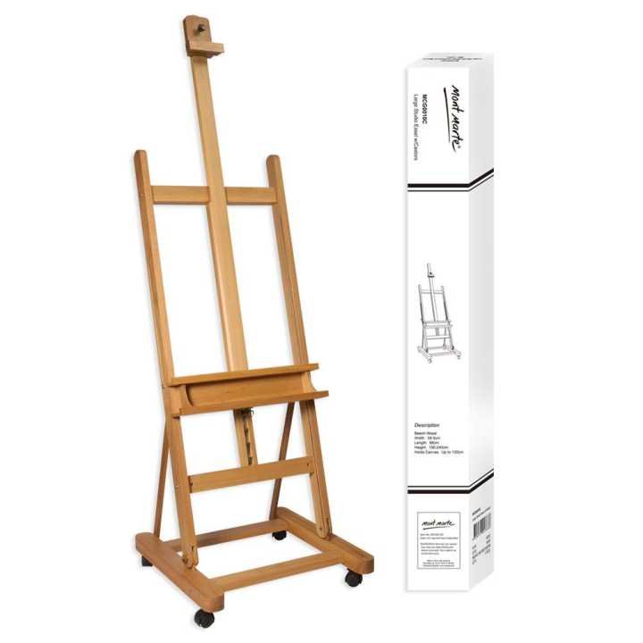 Mont Marte Large Studio Easel with Castors Beech Wood Professional Adjustable Artist Easel for Large Canvases - PAPERTREE Mont Marte Large Studio Easel with Castors Beech Wood Professional Adjustable Artist Easel for Large Canvases - PAPERTREE