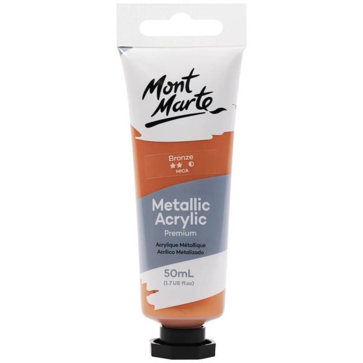 Mont Marte Metallic Acrylic Paint Bronze 50ml Shimmering Acrylic Color for Canvas, Crafts & Decorative Art - PAPERTREE Mont Marte Metallic Acrylic Paint Bronze 50ml Shimmering Acrylic Color for Canvas, Crafts & Decorative Art - PAPERTREE