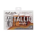 Mont Marte Metallic Acrylic Paint Set 4 Colors 50ml | Gold, Silver, Bronze & Copper - PAPERTREE