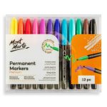 Mont Marte Permanent Markers 12 Piece Set Multi-Surface Waterproof Marker Pens for Writing, Labeling & Creative Projects - PAPERTREE