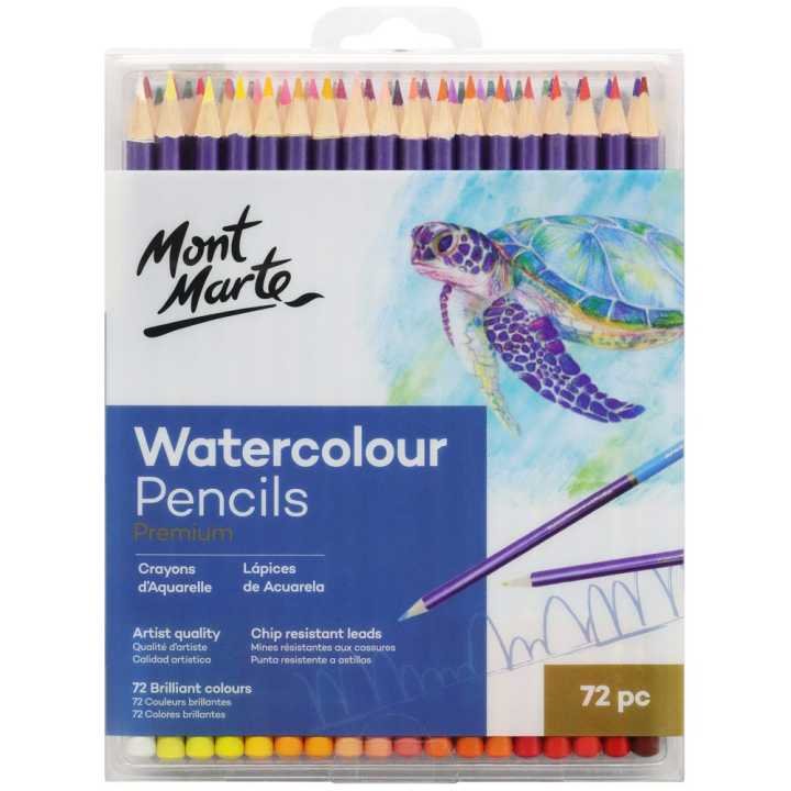 Mont Marte Premium Watercolour Pencils 72pc Professional Water-Soluble Colored Pencil Set for Drawing, Blending & Watercolor Art - PAPERTREE Mont Marte Premium Watercolour Pencils 72pc Professional Water-Soluble Colored Pencil Set for Drawing, Blending & Watercolor Art - PAPERTREE