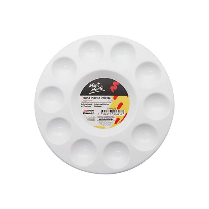 Mont Marte Round Plastic Palette 17 cm 6.7 Inch with 10 Small Wells and 1 Large Central Well - PAPERTREE Mont Marte Round Plastic Palette 17 cm 6.7 Inch with 10 Small Wells and 1 Large Central Well - PAPERTREE