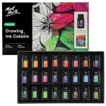 Mont Marte Signature Drawing Ink Set 24pc x 7ml Professional Water-Based Artist Ink Set for Illustration Calligraphy and Mixed Media - PAPERTREE