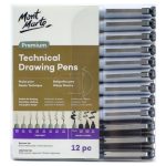 Mont Marte Technical Drawing Pens Fine Liner Pen Set 12 Pieces Professional Sketching Illustration and Writing Pens - PAPERTREE