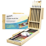 Mont Marte Traveller Acrylic Set 23pc | Portable Acrylic Painting Kit | Complete Art Set for Artists & Beginners - PAPERTREE
