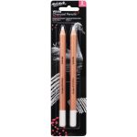Mont Marte White Charcoal Pencils Large Hex 2pc Professional Highlighting Pencils for Drawing, Sketching & Toned Paper Art - PAPERTREE