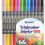 Mungyo Watercolor Twin Tip Pen Set of 12 Colors | Dual Tip Watercolor Brush Pens - PAPERTREE