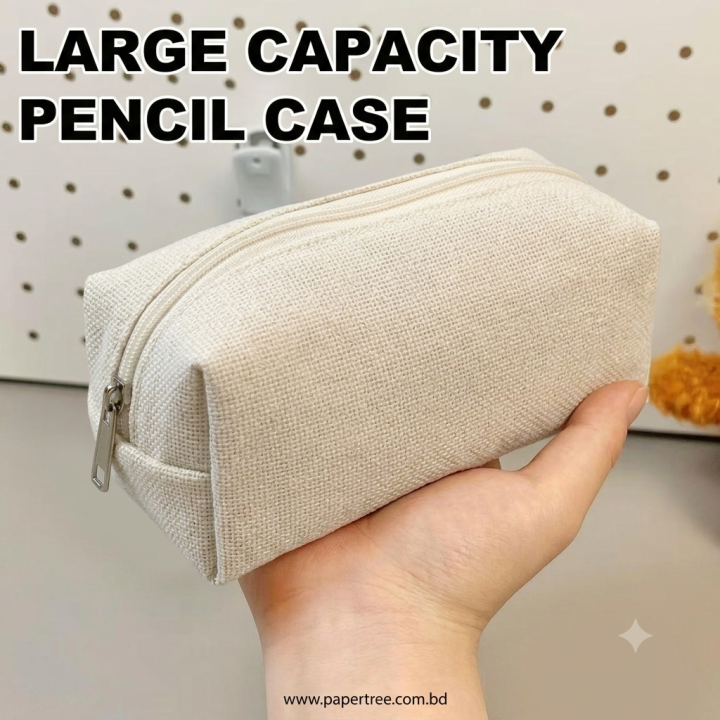 Natural Fiber Pencil Case Large Capacity Cute Student Stationery Storage Bag Makeup Pouch for Girls - PAPERTREE Natural Fiber Pencil Case Large Capacity Cute Student Stationery Storage Bag Makeup Pouch for Girls - PAPERTREE