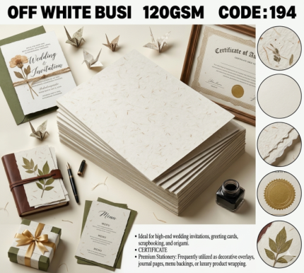Off-White Busi Specialty Textured Paper - 120 GSM Fibrous Cardstock for Invitations & Crafting certificate print - PAPERTREE