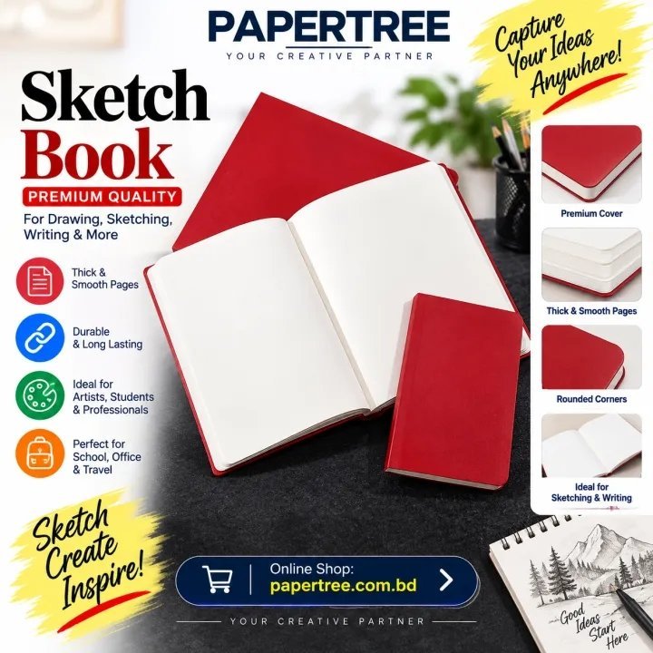 Papertree A5 Sketch Book Red Cover - PAPERTREE
