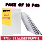 PaperTree Artist Quality Canvas Paper 10 Pcs Pack for Watercolor Oil Acrylic Gouache Painting Canvas Sheets - PAPERTREE