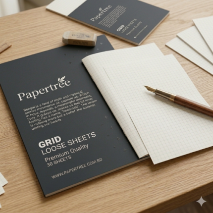 Papertree Grid Loose Leaf Paper 110 GSM off White | Bullet Journal, Writing & Drawing Paper 30 Sheets - PAPERTREE